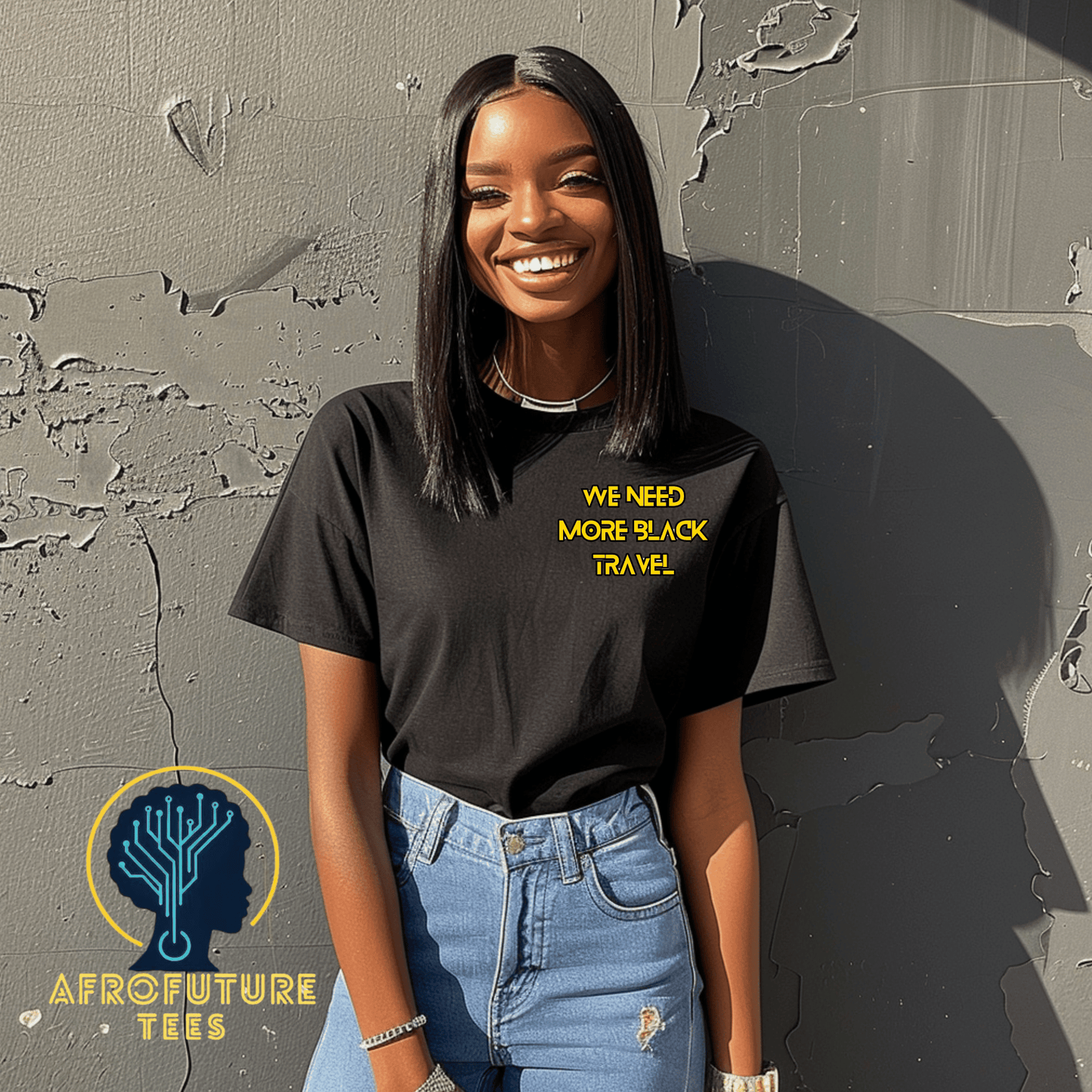 We Need More Black Travel Embroidered Tee