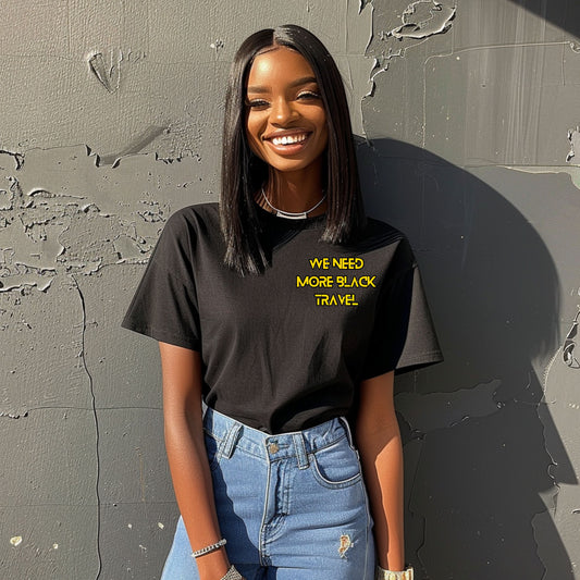 We Need More Black Travel Embroidered Tee